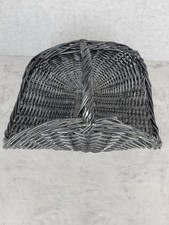 Vintage Black Wicker Gathering Basket Market Tote Storage Carry Handle 17.5”