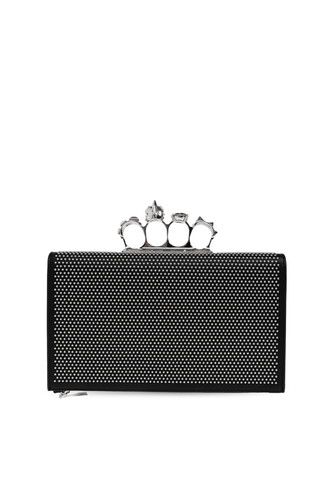ALEXANDER MCQUEEN $2890 Black/Silver Knuckle Pouch Bag & Authentic