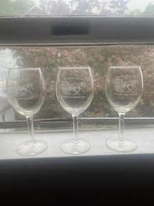 (3) Warwick Valley Winery and Distillery Wine Glasses. Excellent Condition