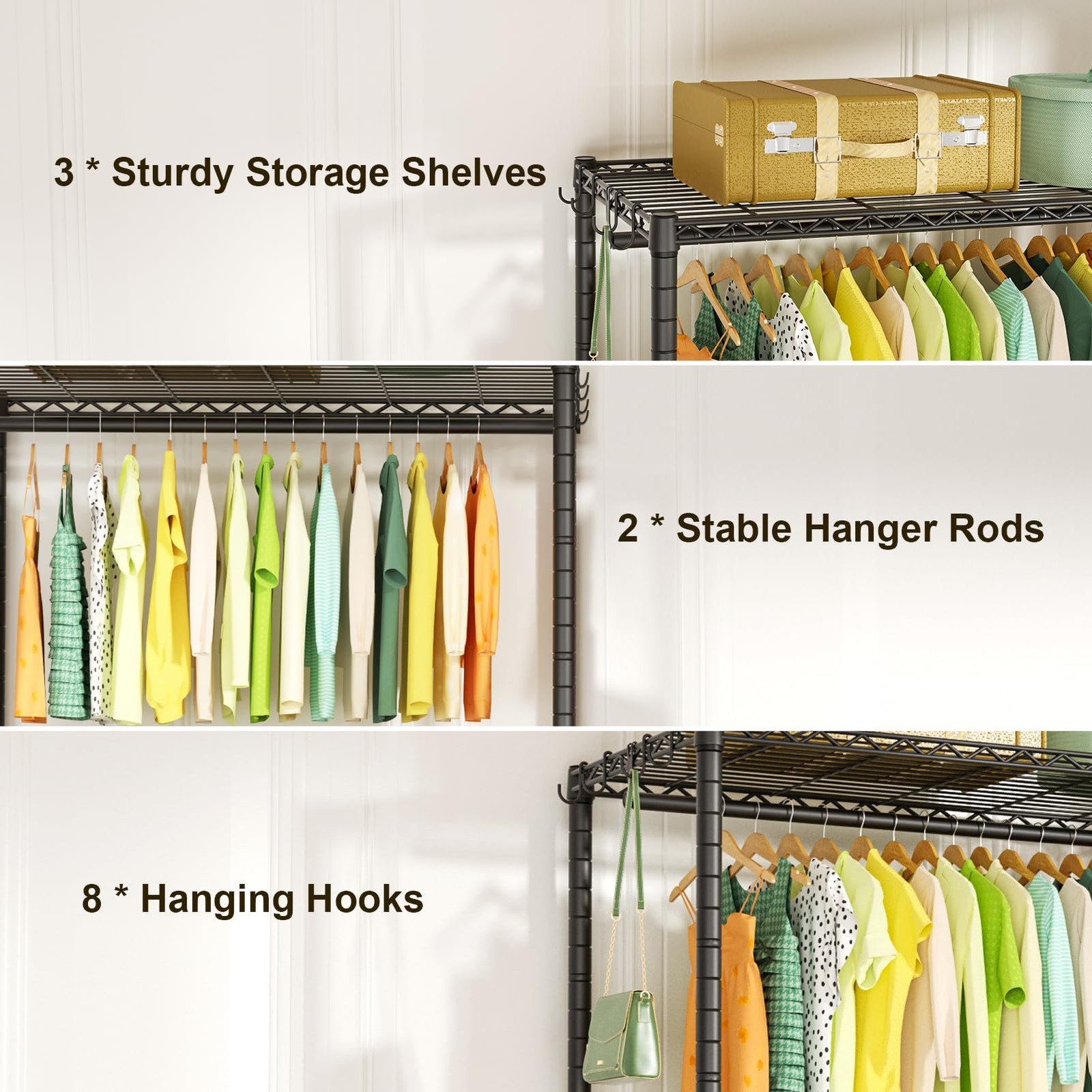 P3 Plus Rolling Clothes Rack, Clothing Racks for Hanging Clothes, Heavy Duty ...