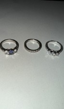 925 Sterling Silver White Zircon Trilogy Engagement Rings