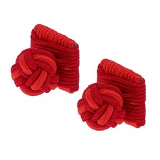 Silk Knot Cufflinks, Square Shape Cufflinks Twist Knot Cuff Link, Red