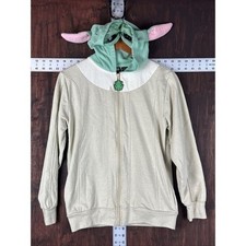 Star Wars Grogu Baby Yoda Hoodie Full Zip Cotton Blend Kids Youth Large Disney