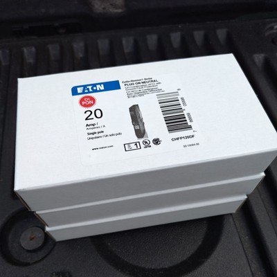 NEW 3x Eaton CHFP120DF 20 Amp 1 Pole Dual Function Breaker AF/GFCI CUTLER Hammer