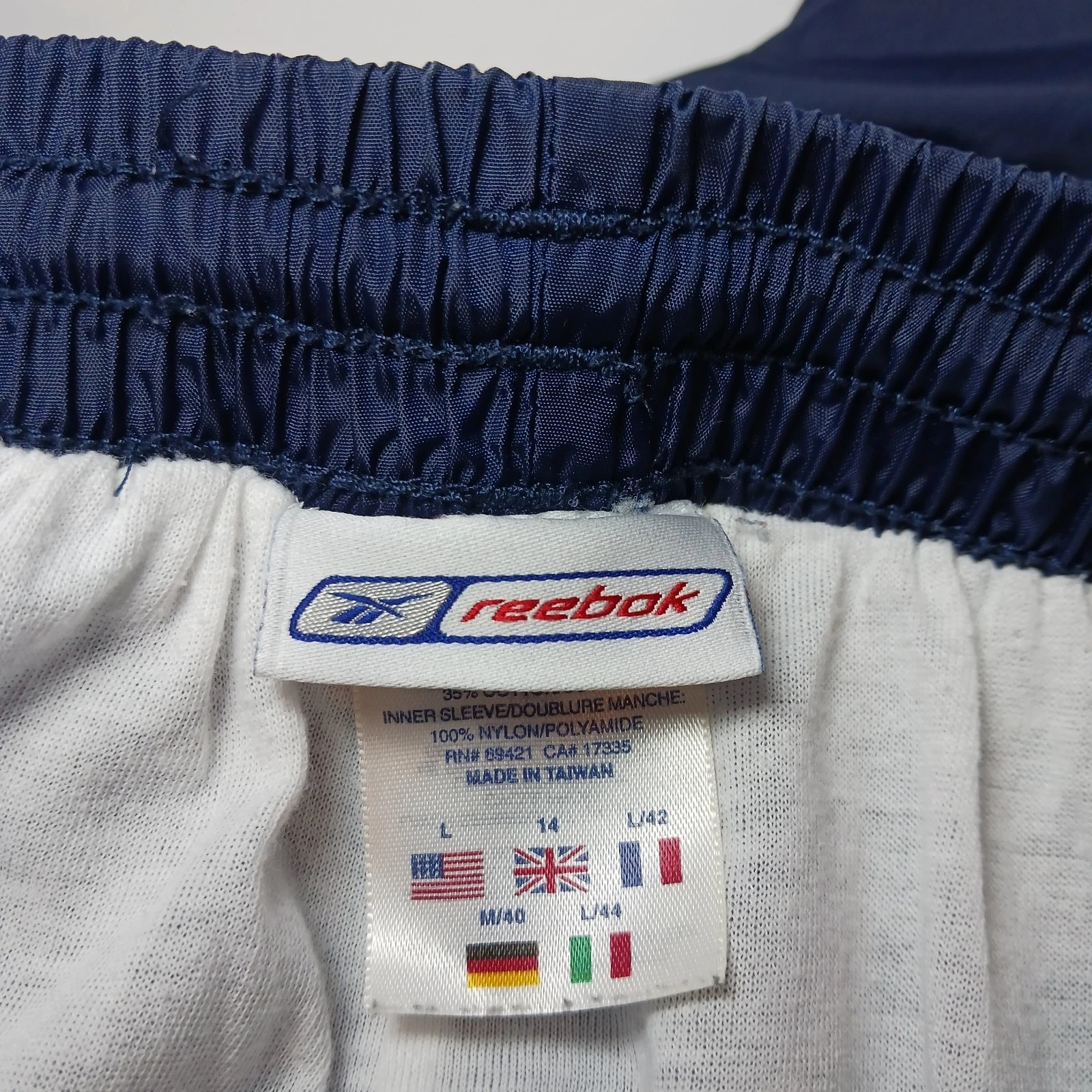 Vintage 90s Reebok Mens Nylon Track Pants Large Navy Blue Cotton Lining
Opens in a new window or tab