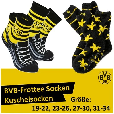 Borussia Dortmund Frottee Socken Kuschelsocken 19-22, 23-26, 27-30, 31-34 BVB 09