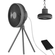 Rechargeable Ceiling Camping Fan Power Bank Tent LED Lighting Tripod Stand Fan