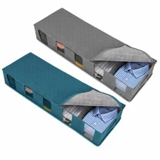 1-2pcs Under Bed Storage Bag Containers Clothes Box Underbed Organizer Non-Woven