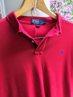Vintage 90s Polo Ralph Lauren Polo Style Shirt*Large*Red*Made In