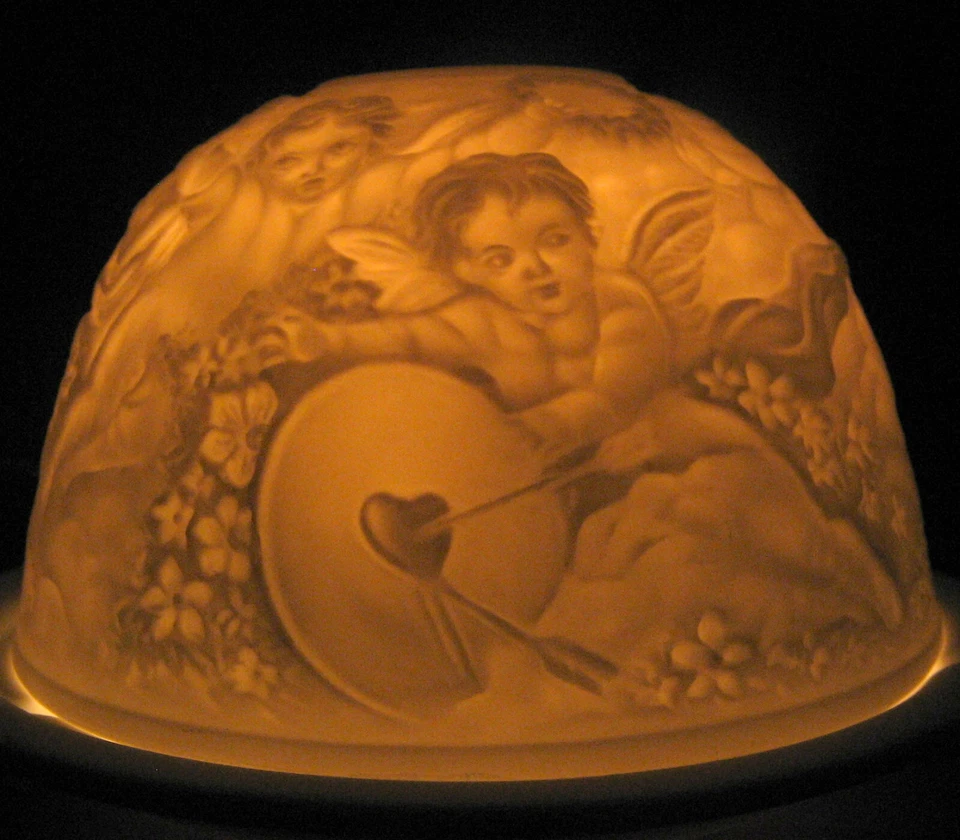 Porzellan Windlicht Lithophanie Engel Angel Amor Liebe Schutzengel Putten Love - Bild 3 von 4