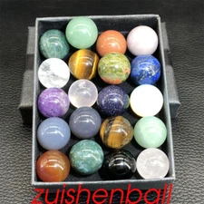 20pcs Wholesale Mixed Ball Quartz Crystal Sphere Pendant Reiki Healing Gem 15mm