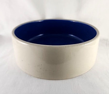 Stoneware Crock Pet Cat/Dog Food Bowl Water Dish Navy  Beige 7.75" Dia.