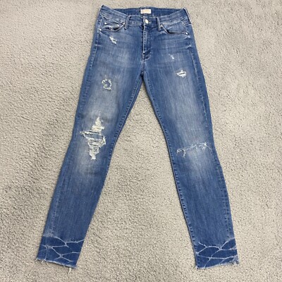 Mother Jean Women 26 Blue Denim Mid Rise The Looker Ankle