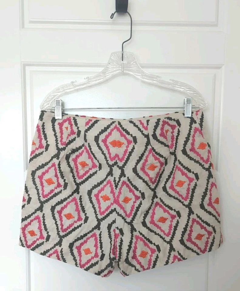 Pantalones Cortos de Lino Estampado Ikat Ann Taylor LOFT The Riviera Usados Talla 8 Foto 2 de 4