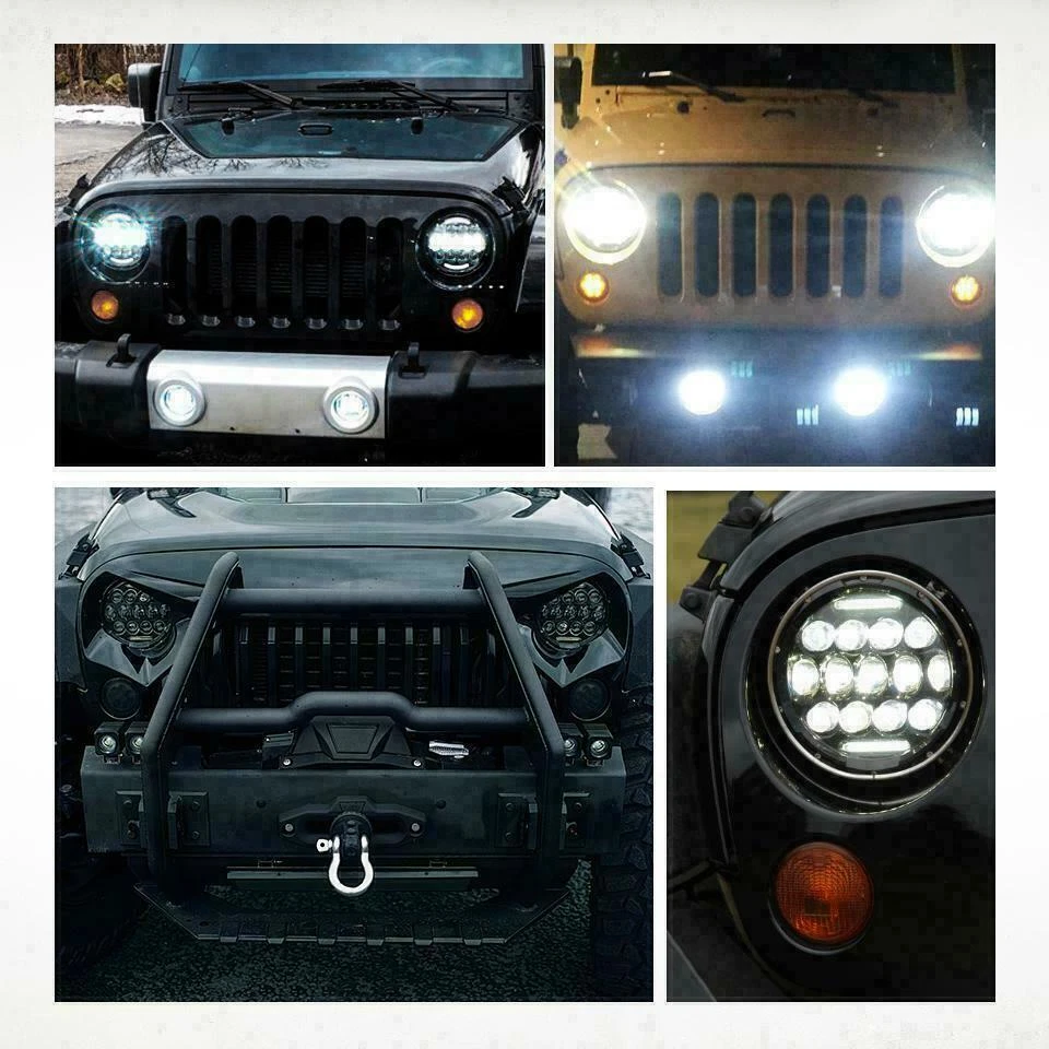 7" LED Headlight+Fog Light+Turn Signal+Tail Lamp Kit For Jeep Wrangler JK 07-18 - Image 4 of 4