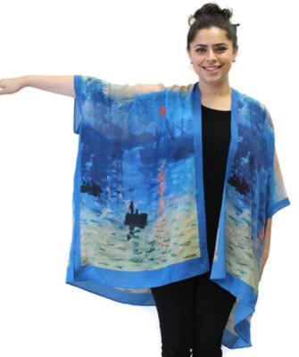 Sunrise Silk Long Kimono Jacket Oversized    One Size Plus  NWT