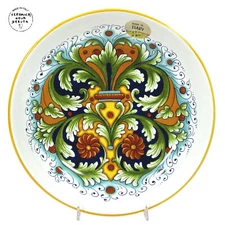 Ceramica Nova Deruta 11" Pasta Serving Bowl Floral Green Gold Italian Pottery