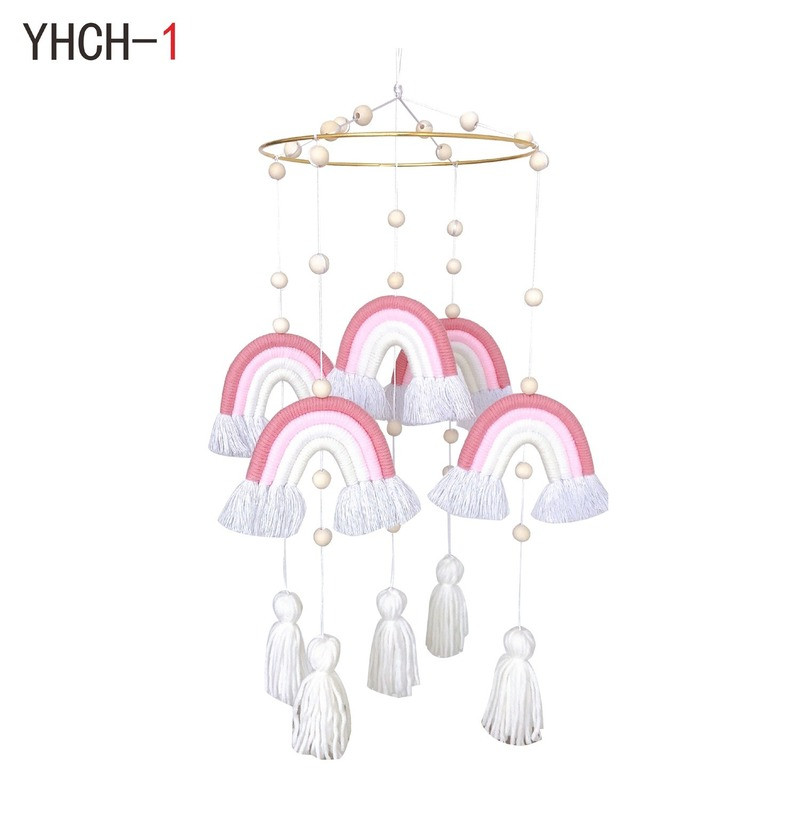 Nordic Kids Room Rainbow Hanging Decor Crib Mobile Wind Chime Wall Ornament