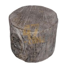Cement Round Tree Stump Stool Medium Brown Indoor Outdoor Tabletop Home Decor