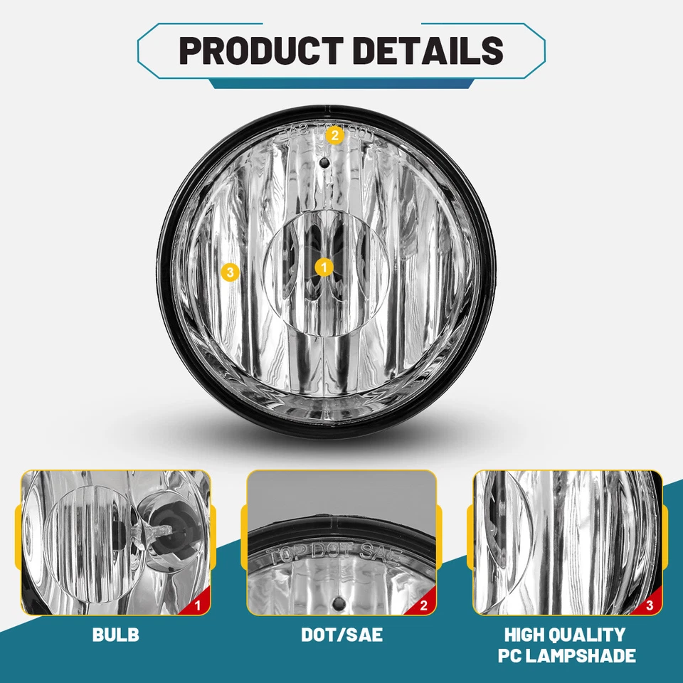 Fog Lights For 1997-2003 Pontiac Grand Prix /00-05 Pontiac Sunfire Front Lamps - Image 2 of 4