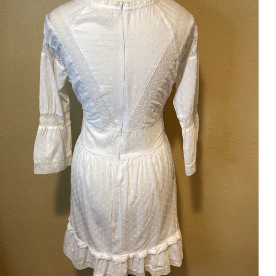 White Sundance 100% Cotton Embroidered Dress, Size Extra Small, Lace and ruffle - Image 3 of 4