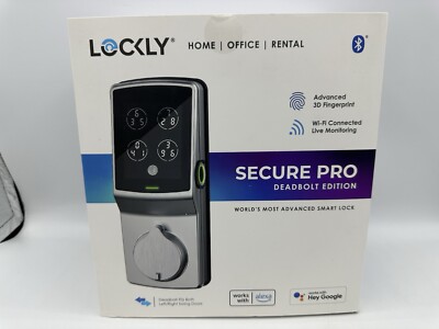 Lockly Secure Pro Deadbolt Edition SATIN NICKEL Smart Lock FINGERPRINT Reader