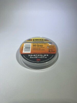 3M 3/4 Inch x 66 Ft. Scotch  Vinyl Electrical Tape 35, Gray- Single Roll