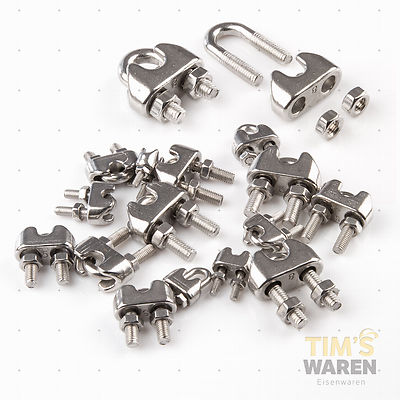 3mm NIRO V4A AISI Drahtseil Klemme BÜGEL Edelstahl Seilklemme Drahtseilklemme