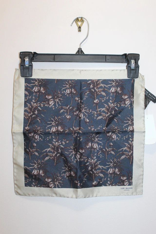 TED BAKER PAÑUELO BOLSILLO HOMBRE 100% SEDA FLORAL 13" X 13" (VER DESCRIPCIÓN) Foto 3 de 4
