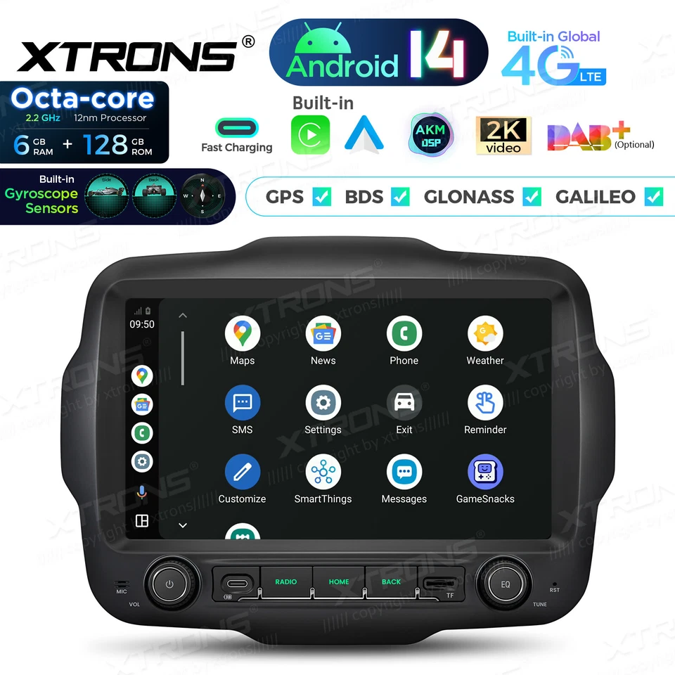 9" OLED 6+128GB DSP For Jeep Renegade 2015-2020 Android 14 Car Stereo Radio GPS - Image 4 of 4