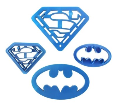Superhelden 4er Set Superman Batman Keks Fondant Ausstecher Blau UK