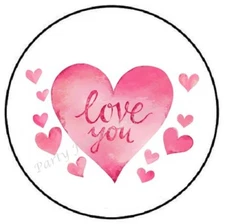WATERCOLOR LOVE YOU HEARTS ENVELOPE SEALS LABELS STICKERS PARTY FAVORS