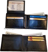 Lot of 2 New man's skinny leather Bi-fold wallet 6 bank card holder 2 bill slots