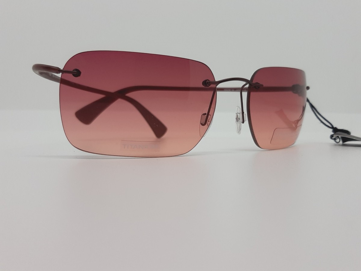 Donna Karan 9708s Sunglasses Titanium Rimless Wrap Pilot 100 