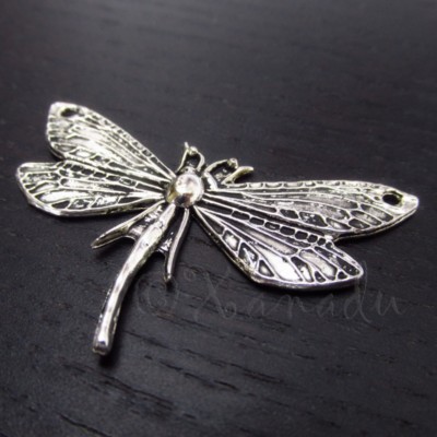 Dragonfly Connectors 49mm Antiqued Silver Plated Pendants C3103 - 2, 5 Or 10PCs
