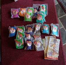 VTG '99 McDonald's Teenie Beanies 1-12 no 6 sealed  duplicates  4 paper bags