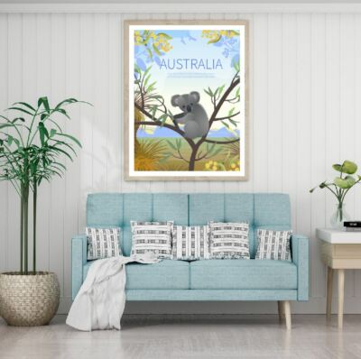 Panda on a Tree Vector Painting Print Premium Poster High Quality choose sizes