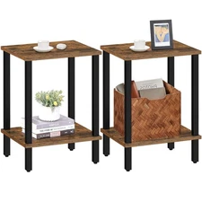End Table, Set of 2, Side Table, Nightstand, 2-Tier Storage Shelf, Sofa Table...
