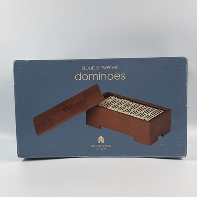 Michael Graves Design Double Twelve Dominosteine mit Holzkoffer. Seltene UK Kopie ZIELSCHEIBE
