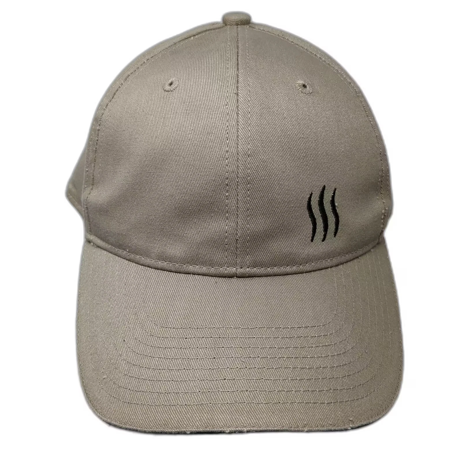 Outdoor Cap Snapback Hat Beige Black OS Embroidered Wavy Lines Adjustable Logo