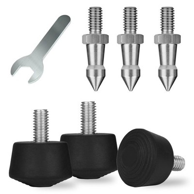 Rigych 6 Pcs Tripod Spike Feet 1/4-20 Thread Rubber Universal 1/4, 1/4