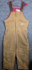 VTg Carhartt Duck Bib Overalls Men 42 Quilt Lined Zip-To-Thigh Workwear R02