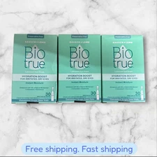 For 3 Biotrue Hydration Boost Eye Drops 30 Vial ea Total 90 vial NEW EXP 08/26+