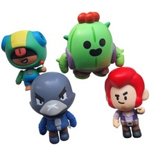 Confezione da 4 action figure Brawl Stars | Spike, Colt, Leon & Crow alta 4,5 pollici Colle