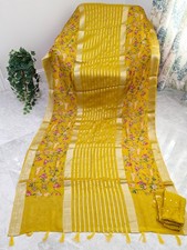 Sunlit Marigold Designer Georgette Crepe Silk Saree with Unstitched Blouse