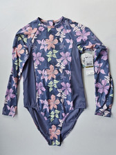 Roxy Girls 14 1 Pc Bodysuit UV Long Sleeve Rash Guard Swimsuit Hidden Garden NWT