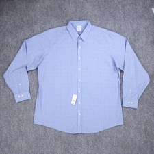 Brooks Brothers Shirt Mens 18 36/37 Blue Regent Non Iron Cotton Dress Business