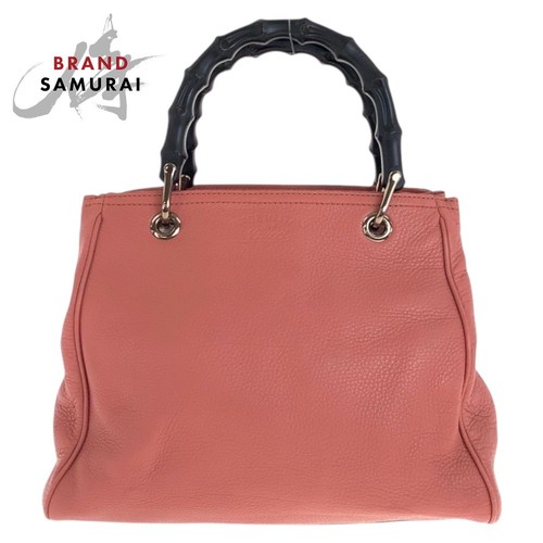 Excellent condition GUCCI Bamboo Pink Gold Hardware Leather Tote Handbag for Wom