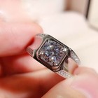 Pave Cz Fashion Open Ring Sparkling Open Ring Men's Double Row