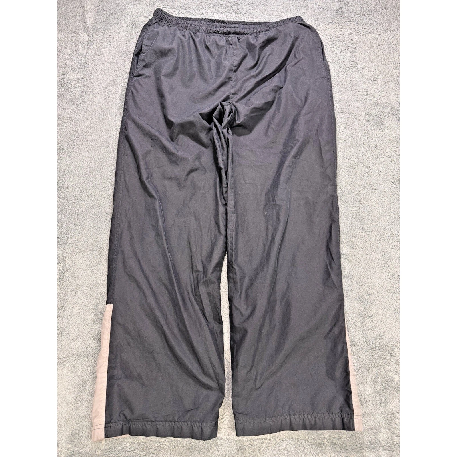VTG Nike Windbreaker Track Pants Men XL Black Gray Zip Ankle Drawstring - Read